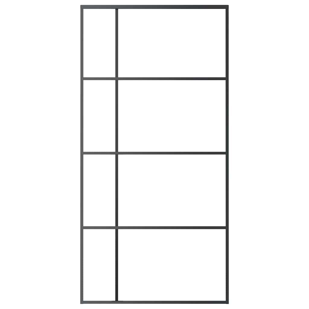 Schiebetür ESG-Glas und Aluminium 76x205 cm Schwarz