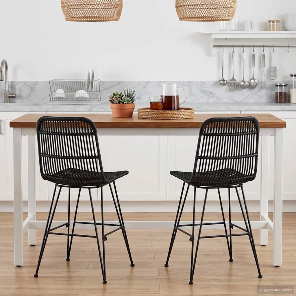 Esststuhl 2 pcs Natur 41 x 55 x 85 cm Rattan und Stahl