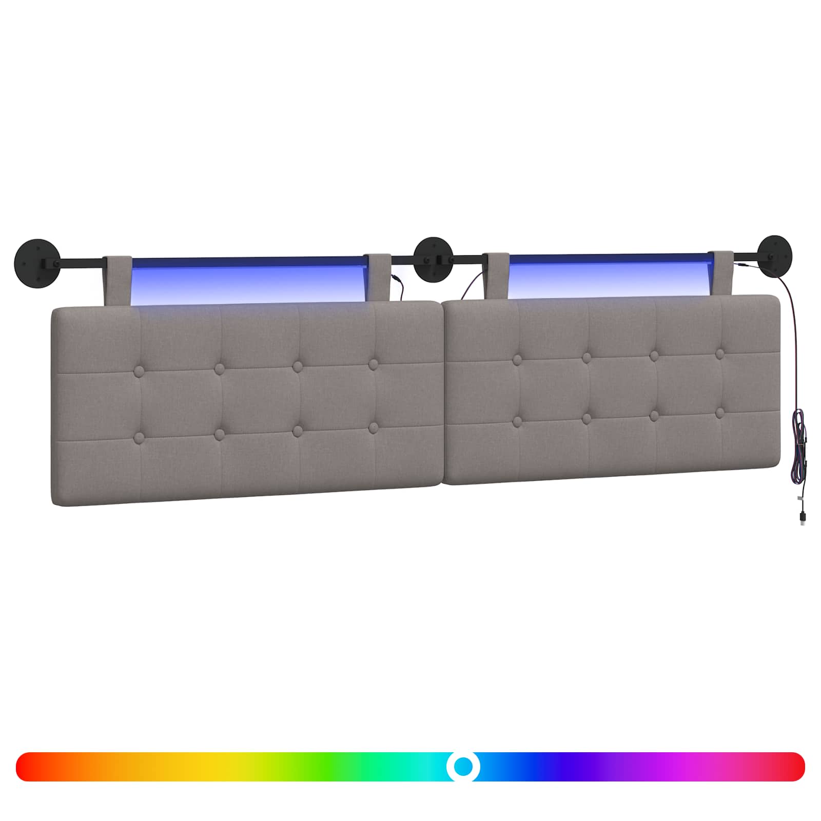 Hängendes Kopfteil Mit LED Licht Wolkengrau Stoff