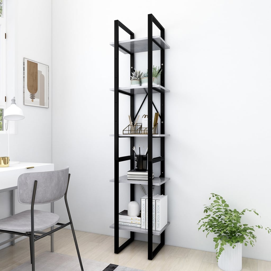 Bücherregal 5 Fächer Weiß 40x30x175 cm Holzwerkstoff