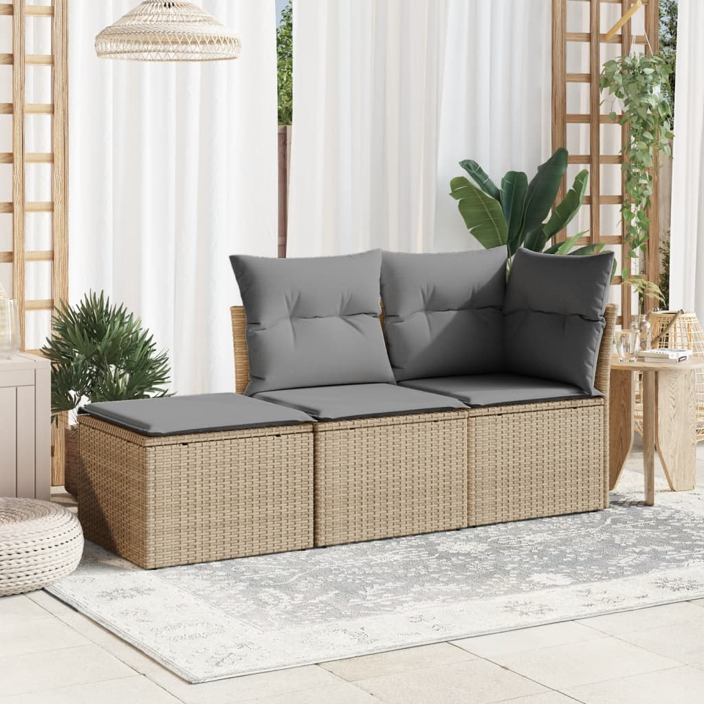 Gartenhocker mit Kissen Schwarz 55x55x37 cm Poly Rattan