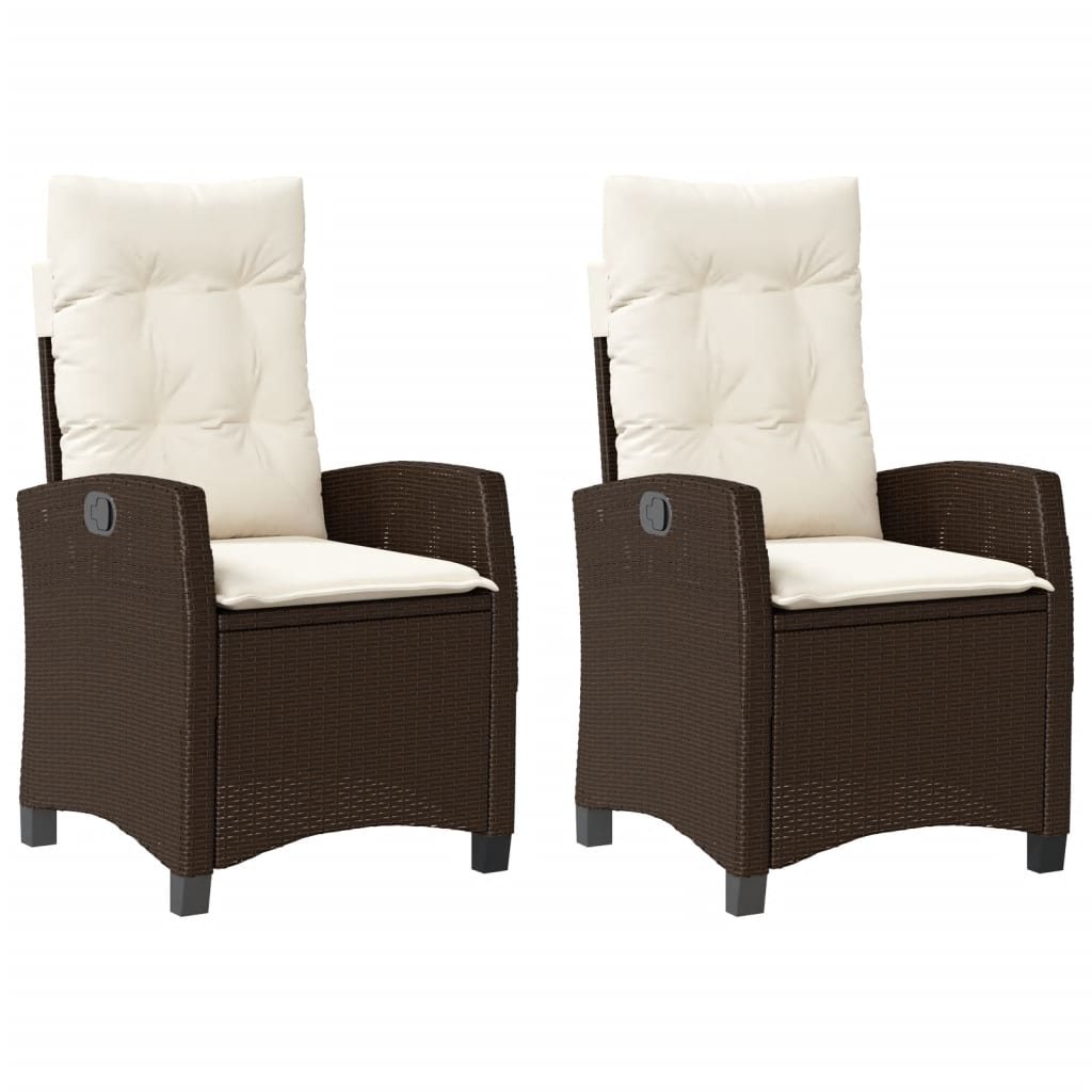 Gartensessel Verstellbar mit Kissen Schwarz Poly Rattan
