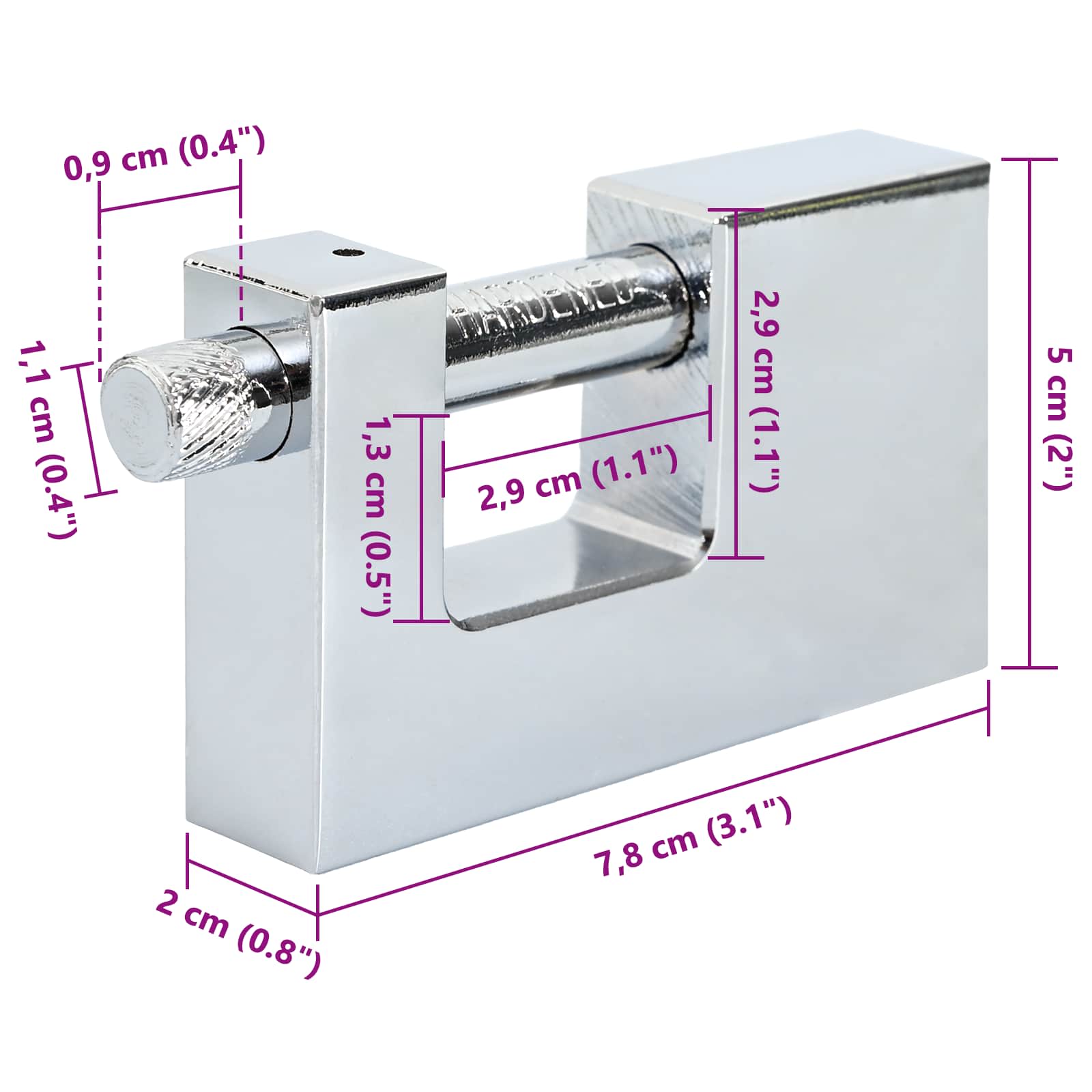 Vorhängeschloss 2 pcs Silber Stahl