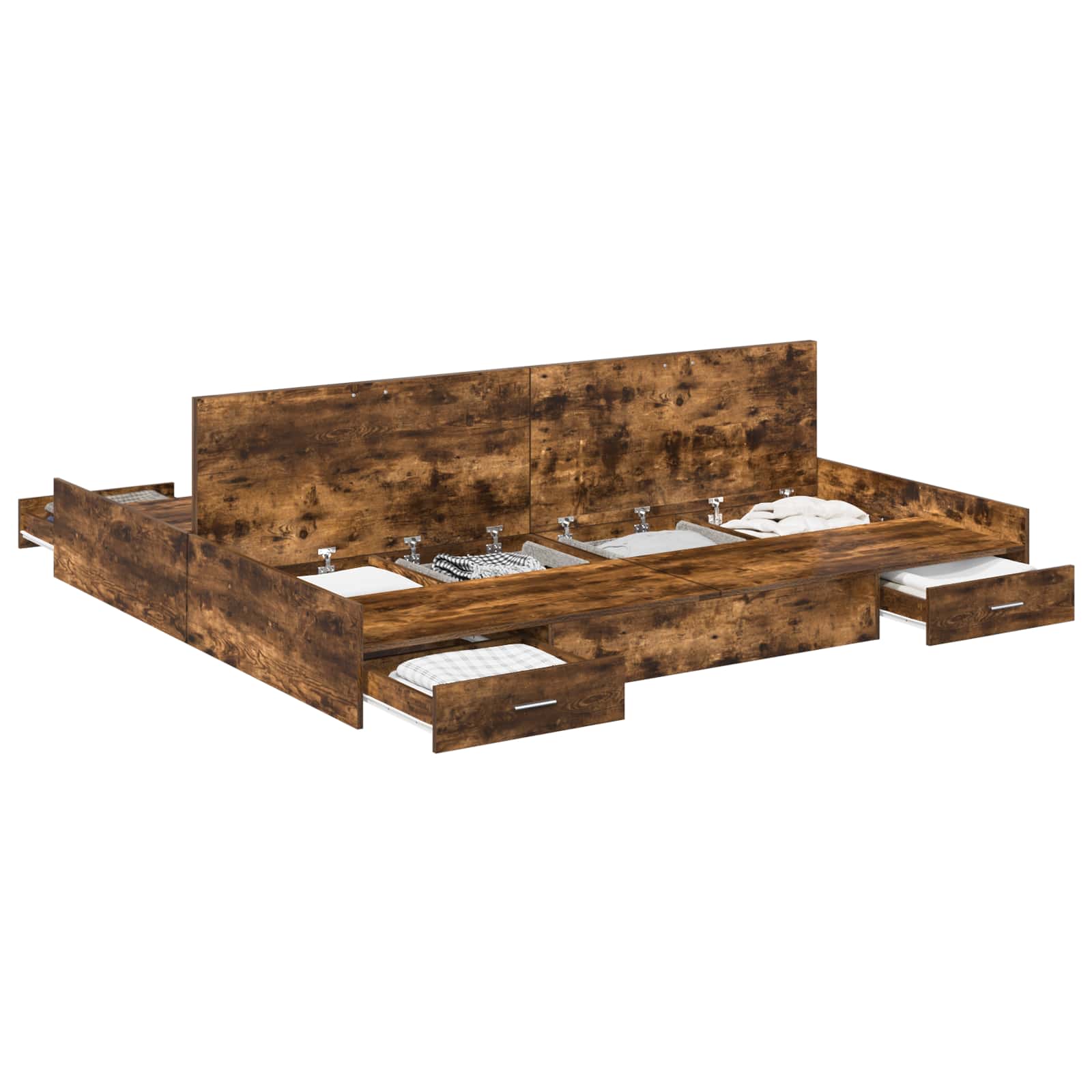 Aufbewahrungsbettgestell Weiß 200 x 200 cm Holzwerkstoff