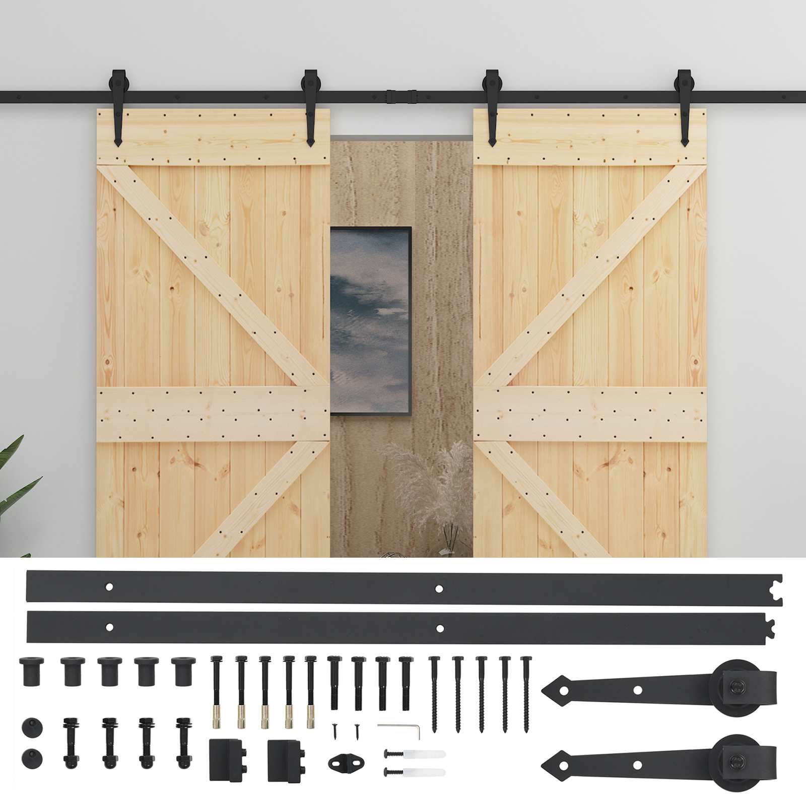 Schiebetür Natürlich und Schwarz 80 x 210 cm