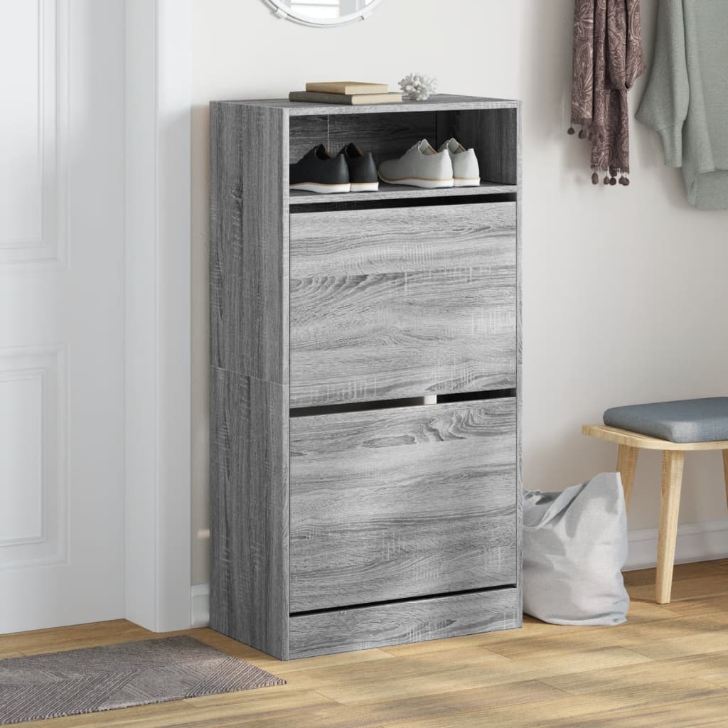 Schuhschrank mit 2 Klappen Weiß 80x34x116 cm