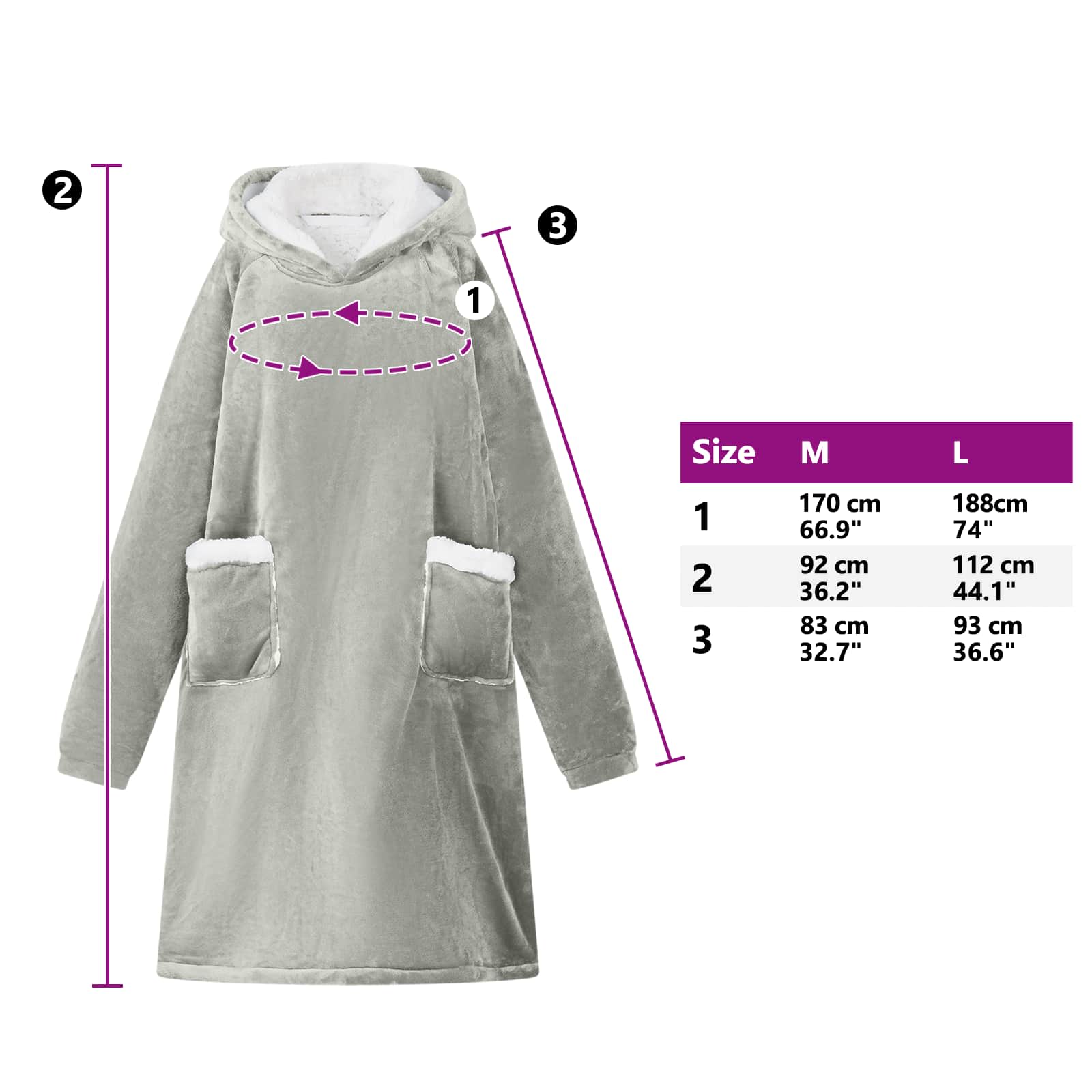 Decken-Hoodie Beige M Fleece und Flanell