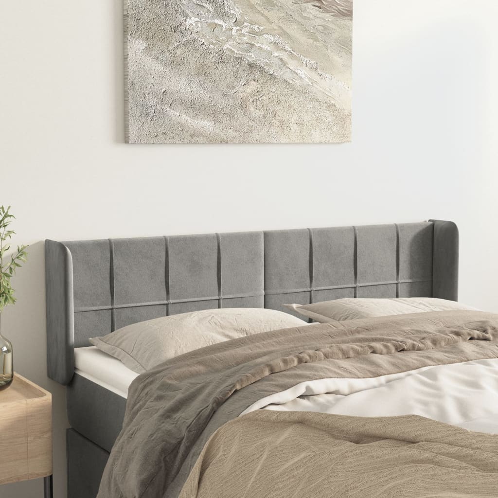 Kopfteil mit Ohren Dunkelblau 93x16x78/88 cm Samt