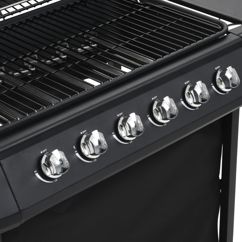 Gasgrill mit 6 Flammen Edelstahl Silbern