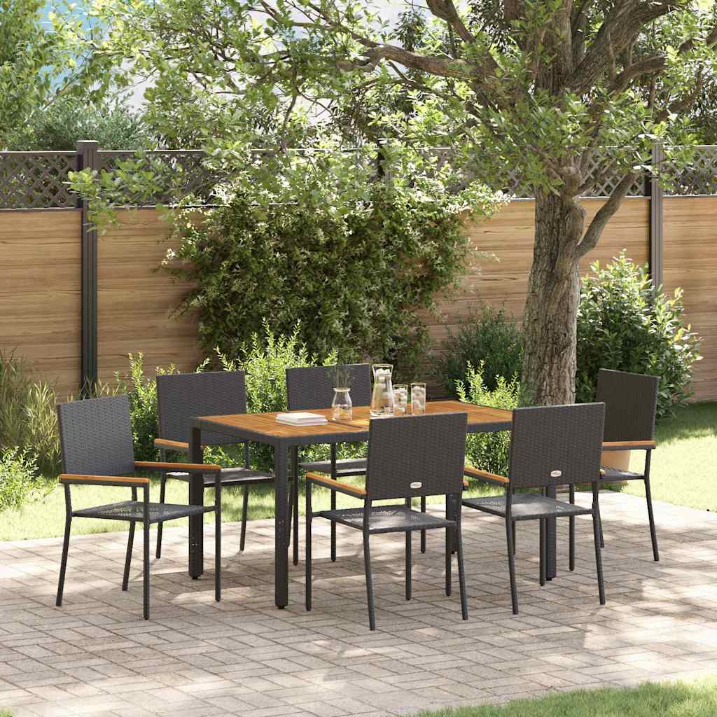 Garten Essgruppe 3 pcs Schwarz Poly-Rattan