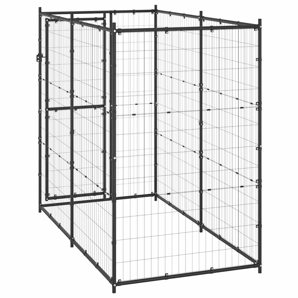 Outdoor-Hundezwinger Stahl mit Überdachung 110x220x180 cm