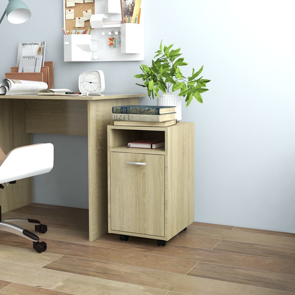 Beistellschrank mit Rollen Weiß 33x38x60 cm Holzwerkstoff