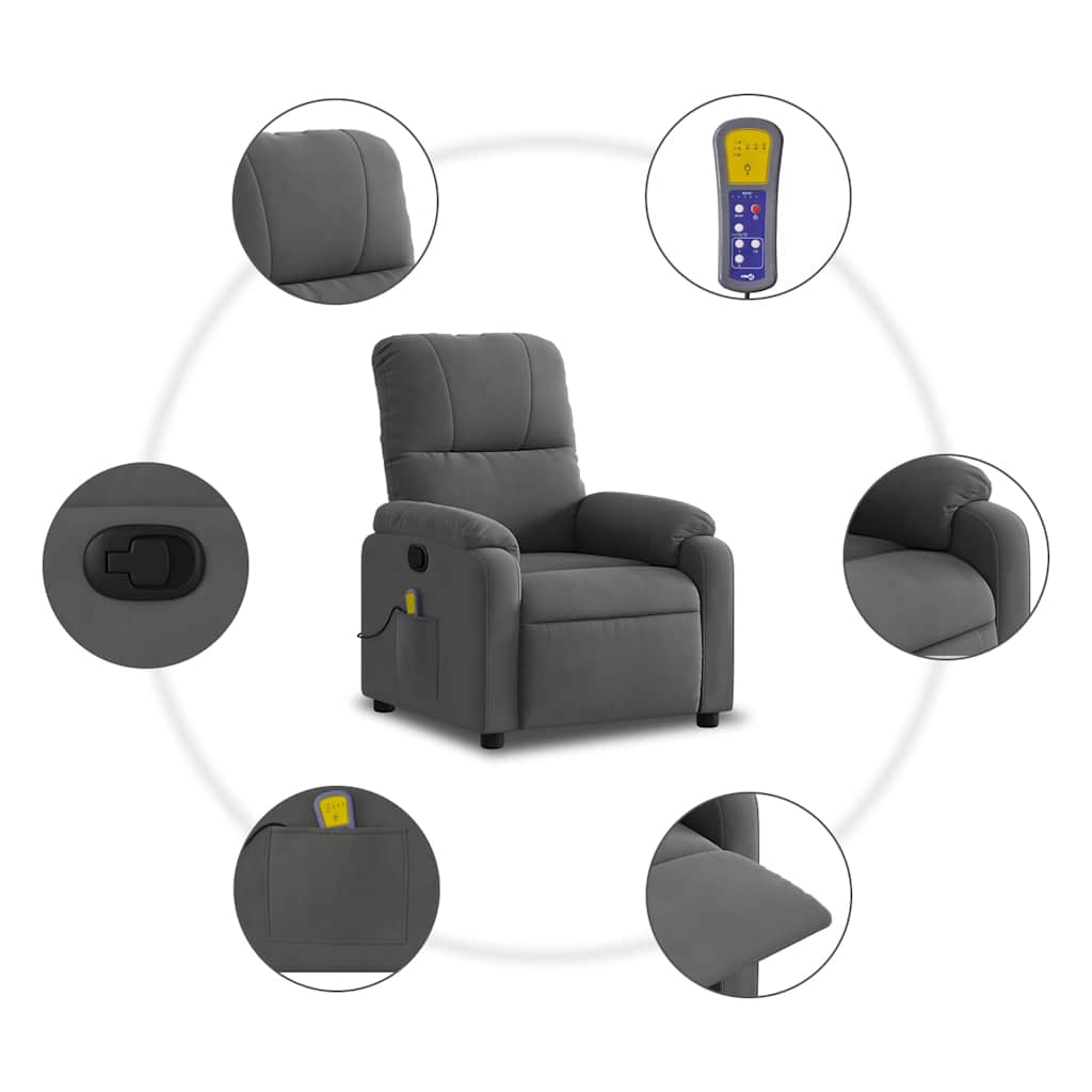 Massagesessel mit Liegefunktion, braun, Mikrofaserstoff