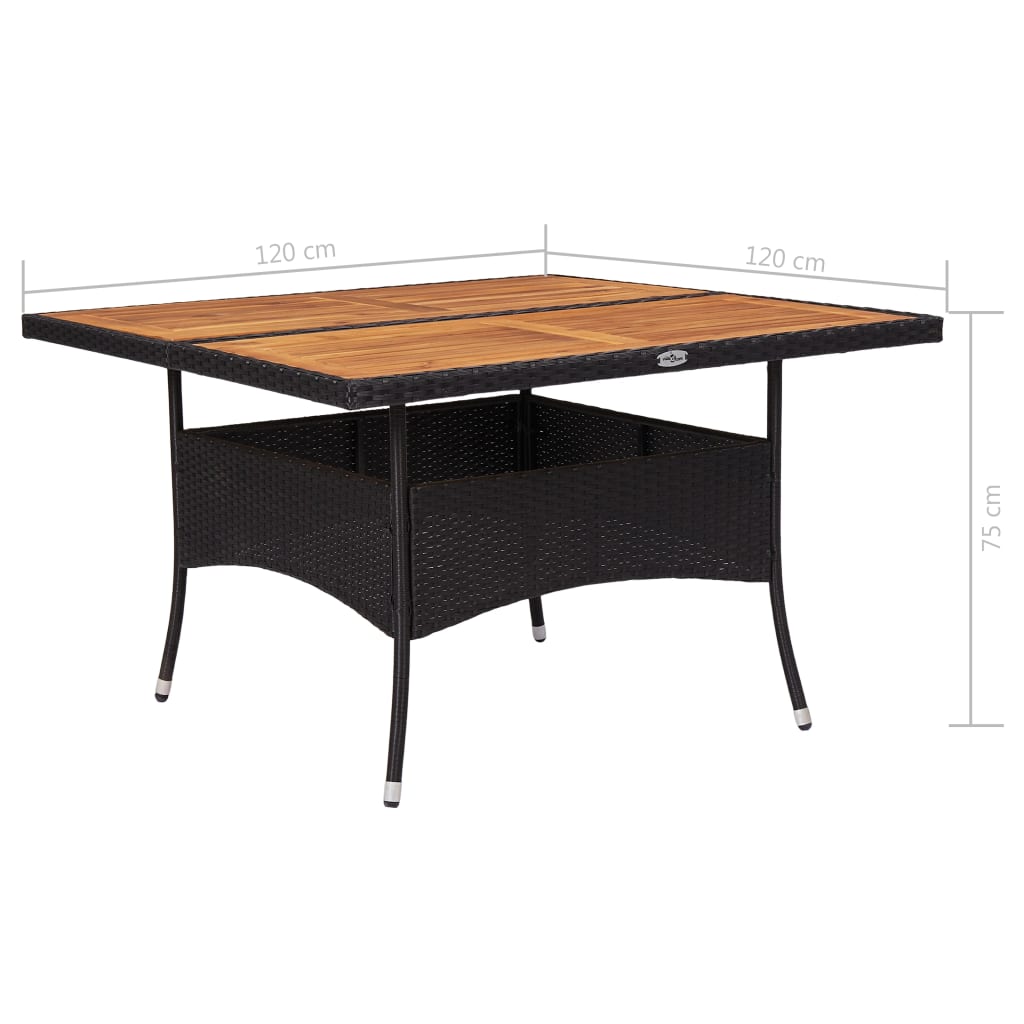 Garten-Esstisch Braun Poly Rattan und Glas