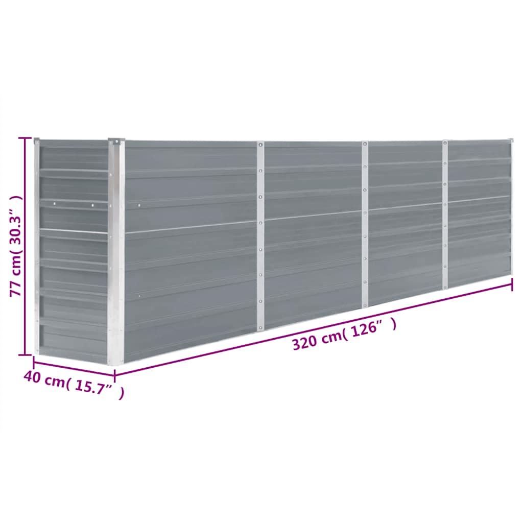 Hochbeet 160 x 80 x 77 cm Verzinkter Stahl Grau