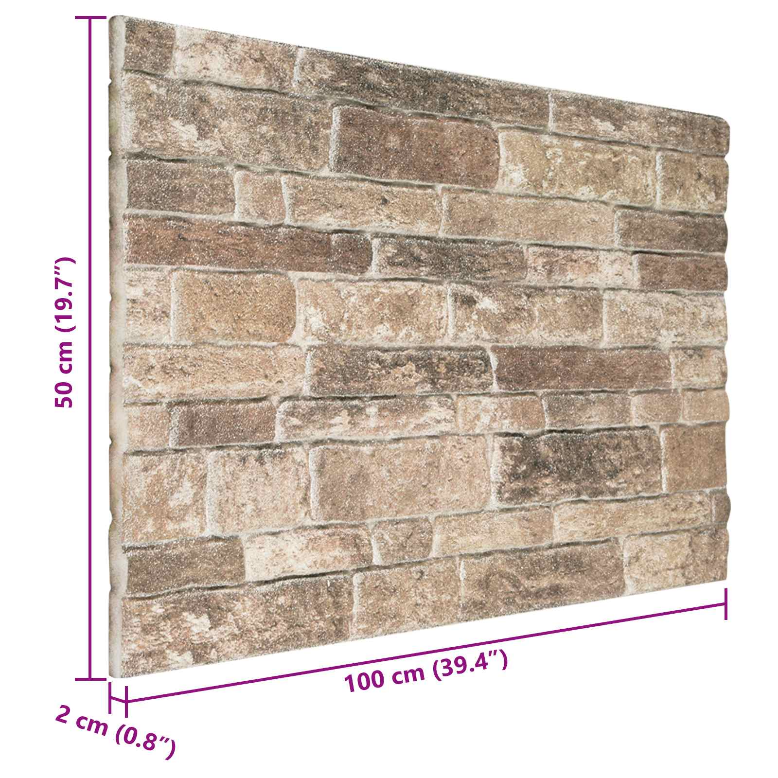 Wandpaneele 10 pcs Ziegel 100 x 50 cm EPS-Schaum
