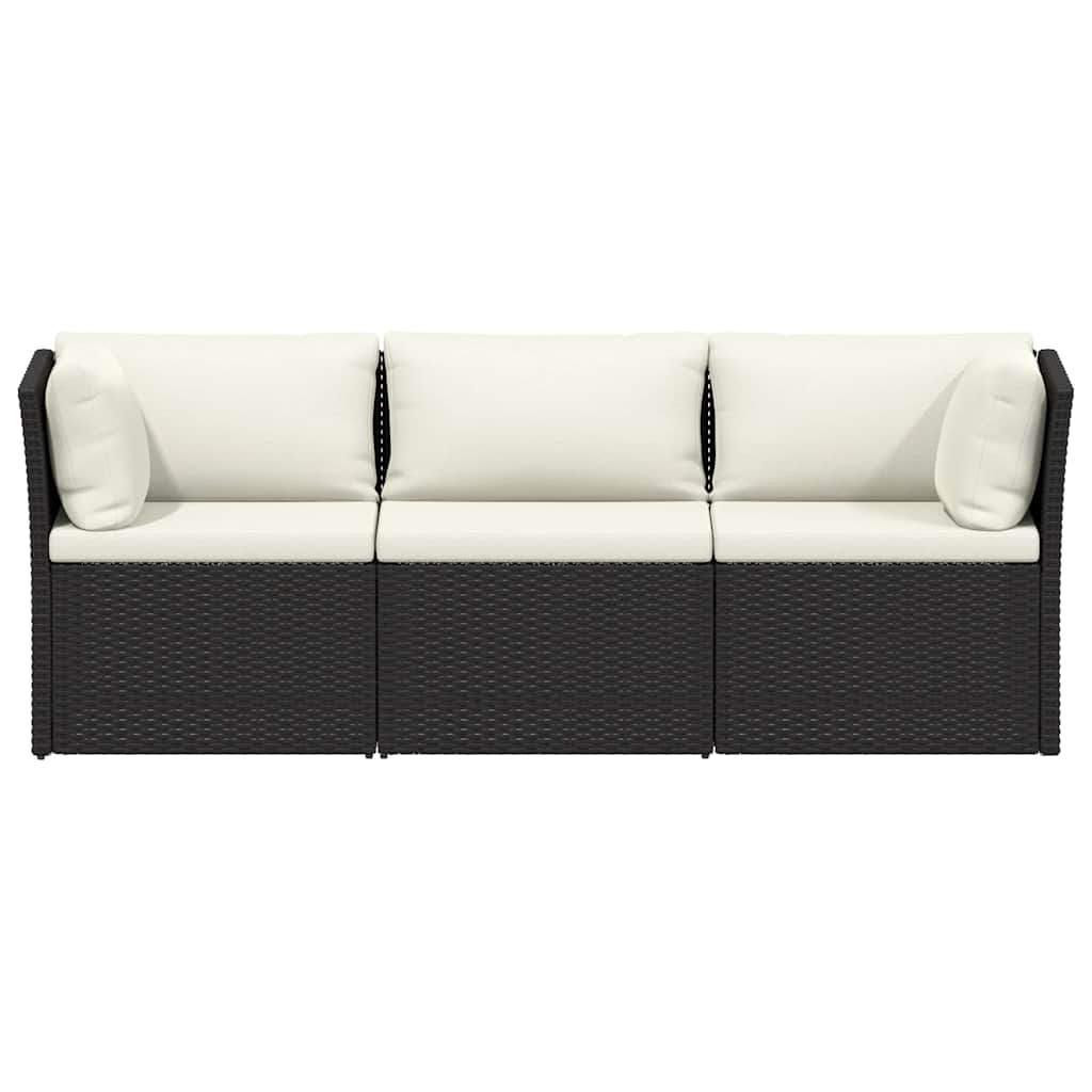 4-tlg. Garten-Lounge-Set mit Polstern Poly Rattan Grau