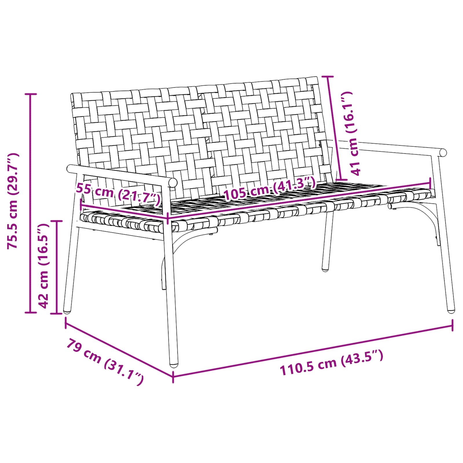 Gartenstuhl 2 pcs Braun 78 x 55,5 x 75,5 cm Poly-Rattan