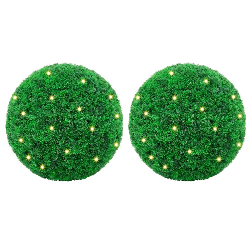 Künstliche Buchsbaumkugeln mit LED-Leuchten 4 Stk. Grün 12 cm