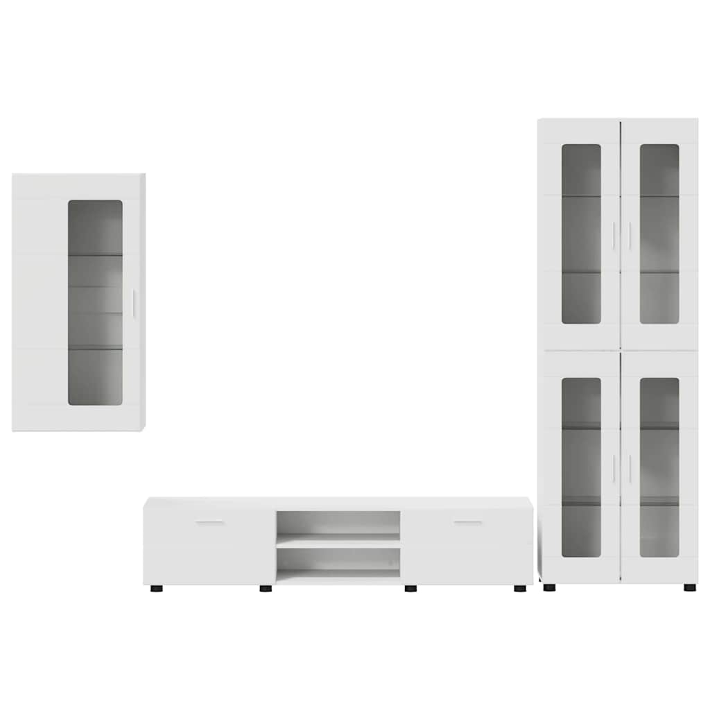 Highboard mit Regal FLORIN Weiß 60 x 35 x 182 cm Holzwerkstoff