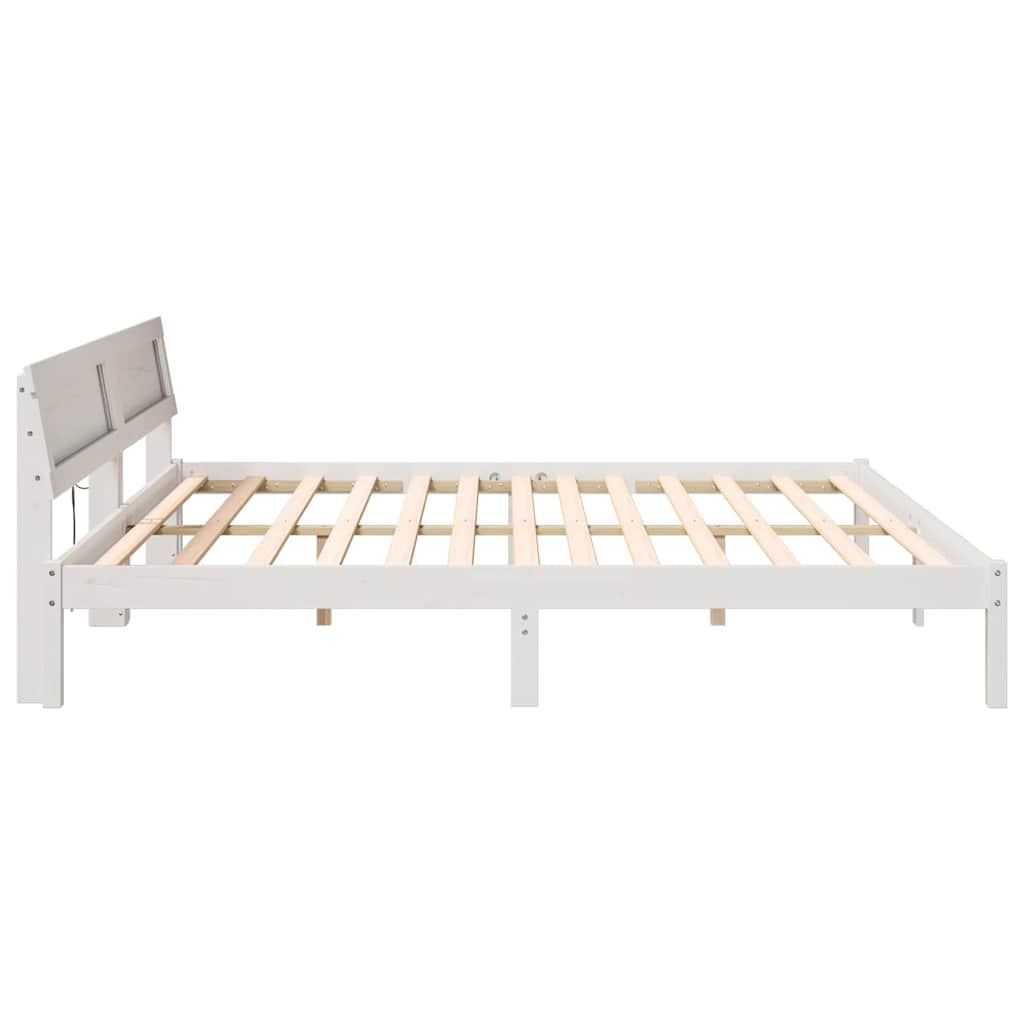 Bettgestell mit Kopfteil Braun 200 x 200 cm Massivholz Kiefer