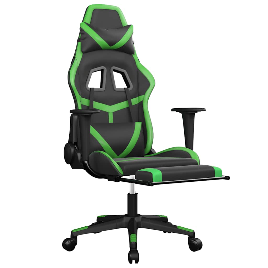 Gaming-Stuhl mit Massagefunktion Schwarz und Grün Kunstleder