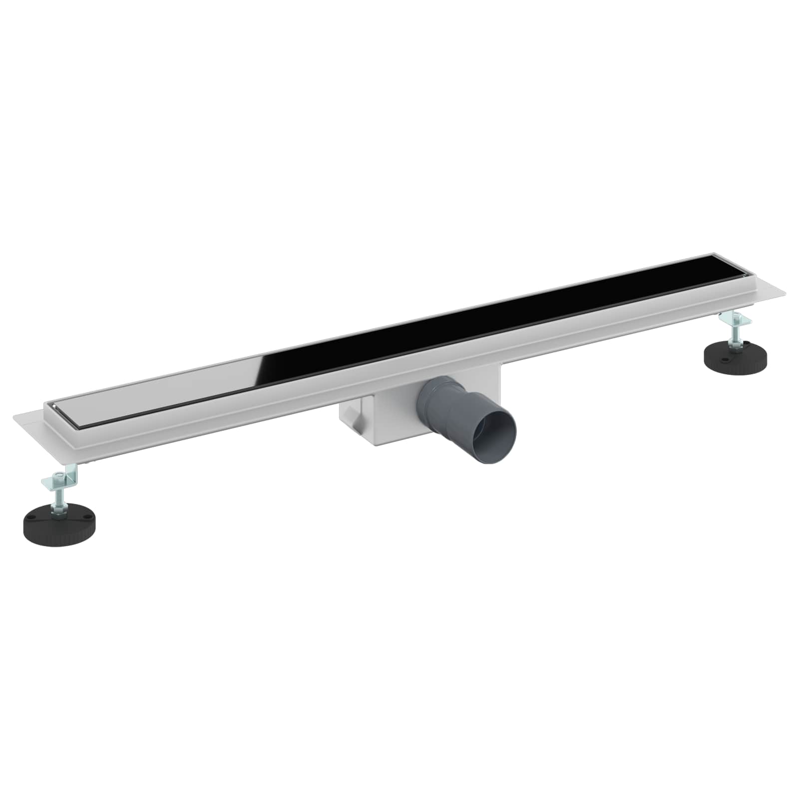 Duschabfluss mit Glasabdeckung Schwarz 50 cm Edelstahl 304