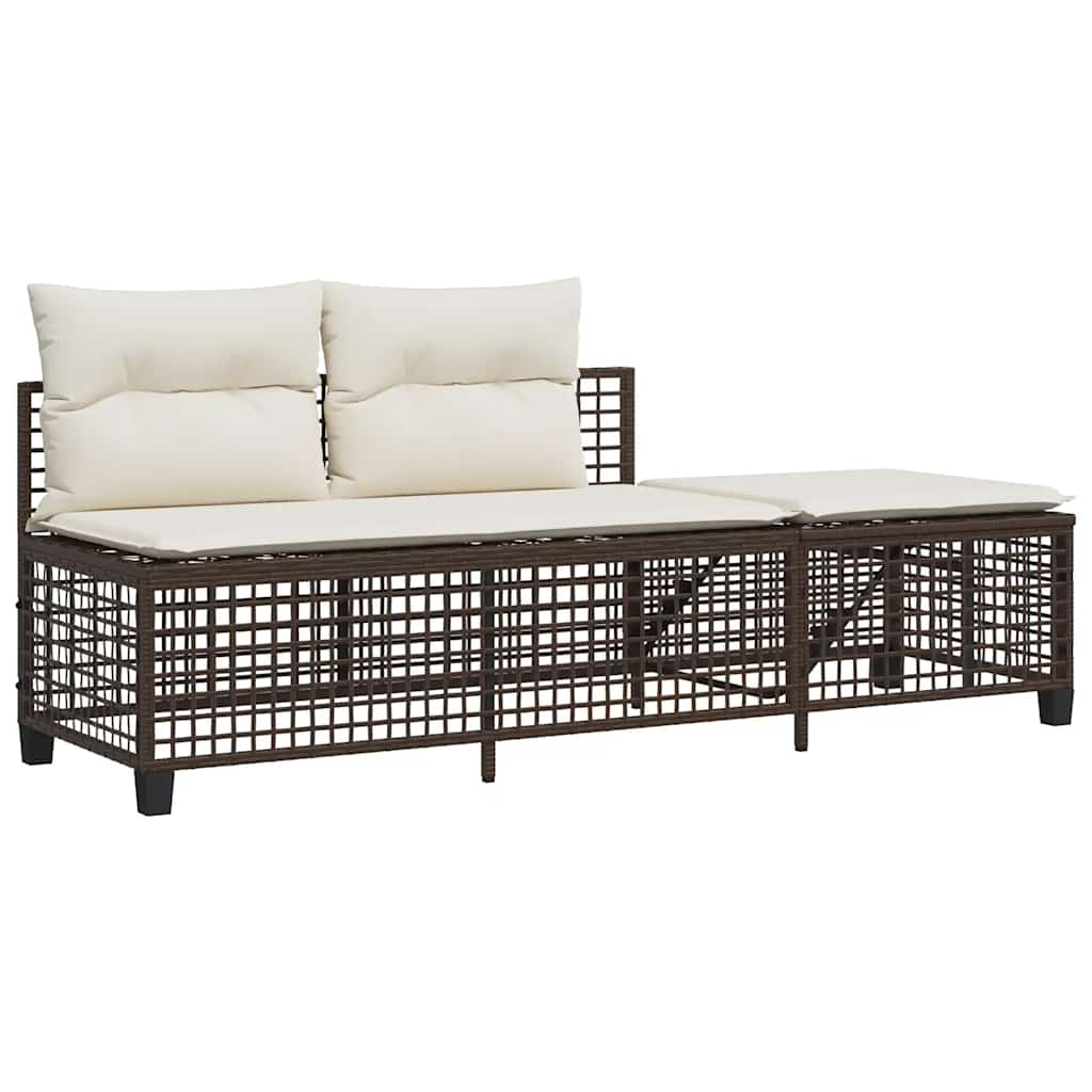 3-tlg. Garten-Ecksofa-Set mit Kissen Schwarz Poly Rattan