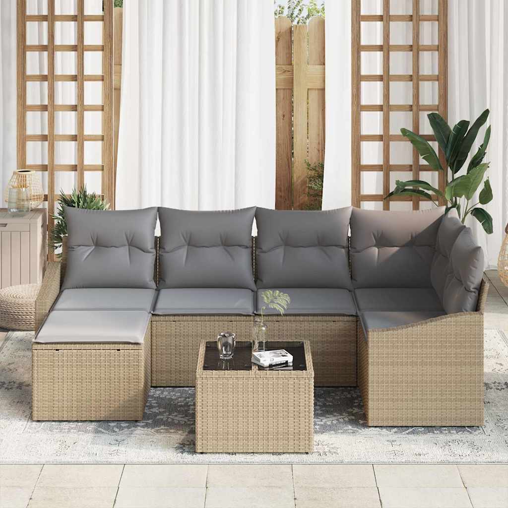 Garten Essgruppe mit Kissen 6 pcs Schwarz und Creme