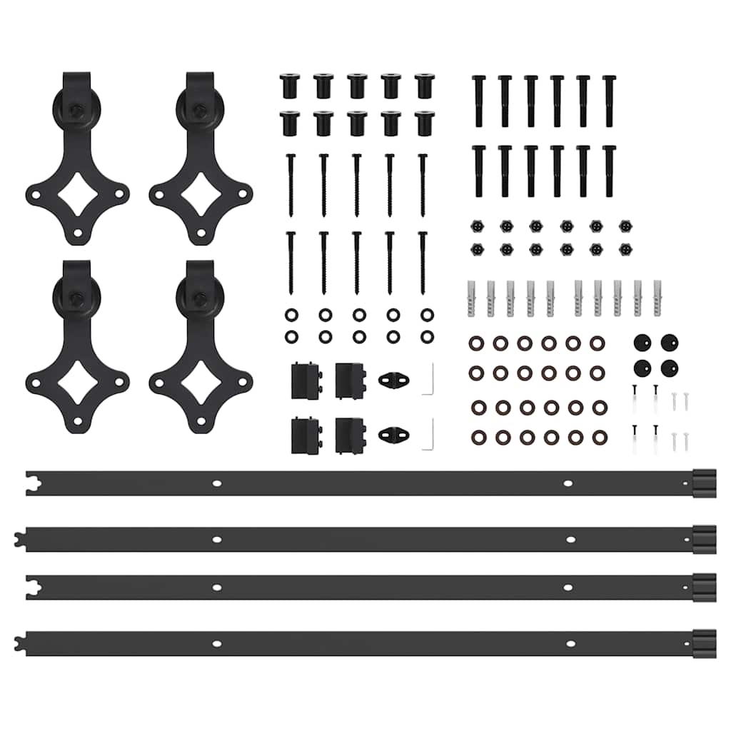 Schiebetürbeschlag-Set 305 cm Stahl Schwarz