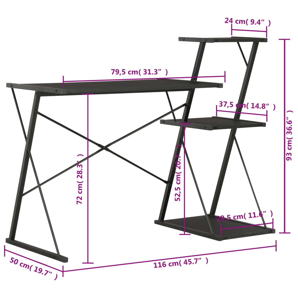 Schreibtisch mit Regal Weiß 116×50×93 cm