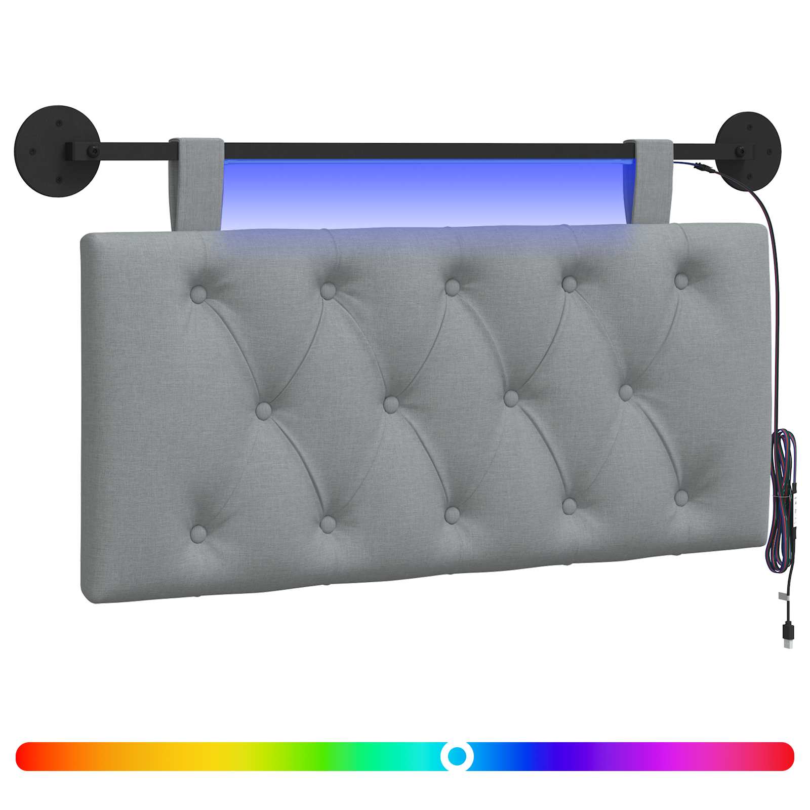 Hängendes Kopfteil Mit LED Licht Wolkengrau Stoff