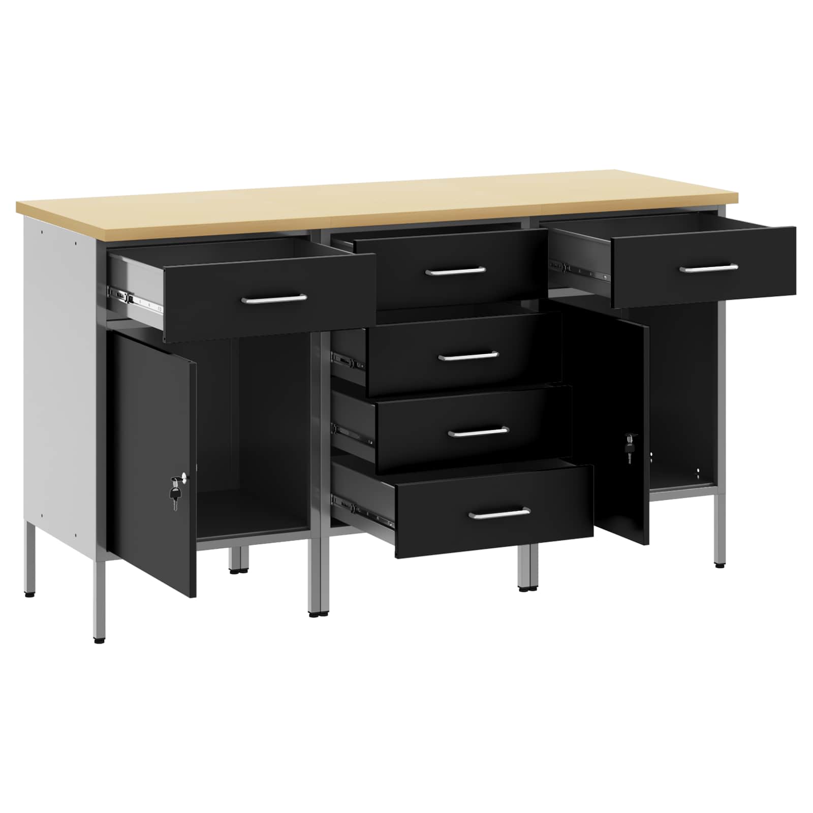 Werkbank mit Schubladen 2 pcs Rot und Grau 100 x 55 x 85 cm