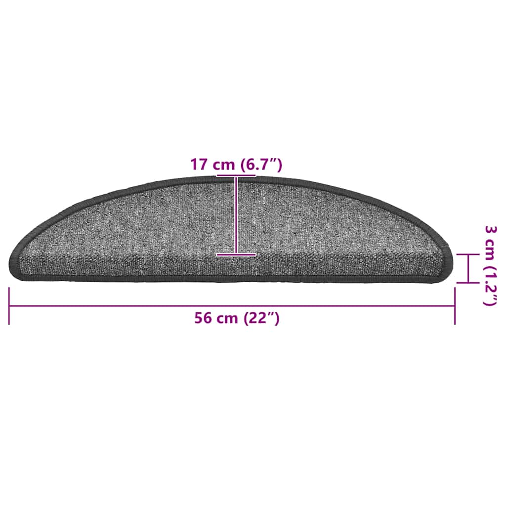 Stufenmatten 15 Stk. 56x17x3 cm Anthrazit Halbrund