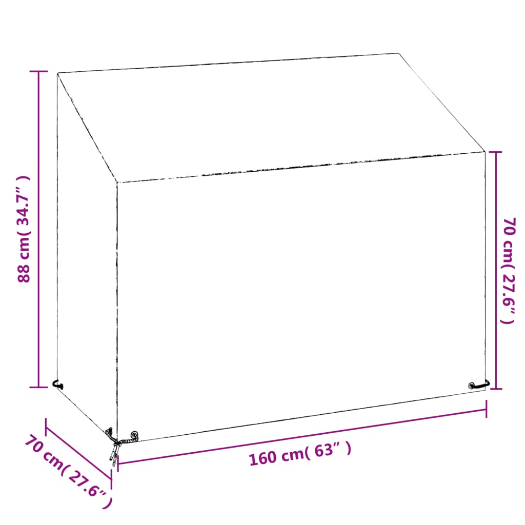 Abdeckungen für Gartenbank 2 Stk. 8 Ösen 130x70x70/88 cm