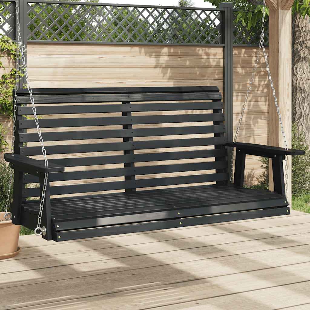Garten-Hängestuhl mit Metallketten Braun Massivholz Tanne