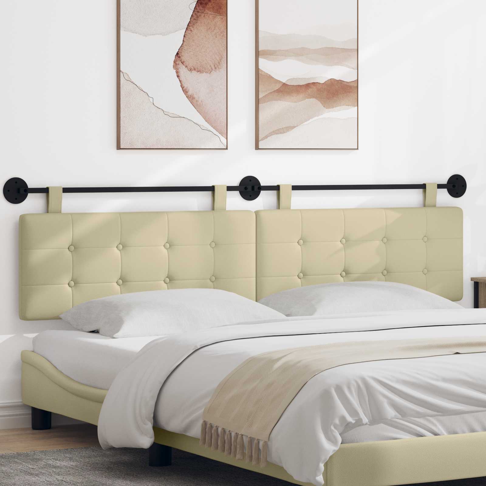 Hängendes Kopfteil Mit LED Licht Creme Kunstleder