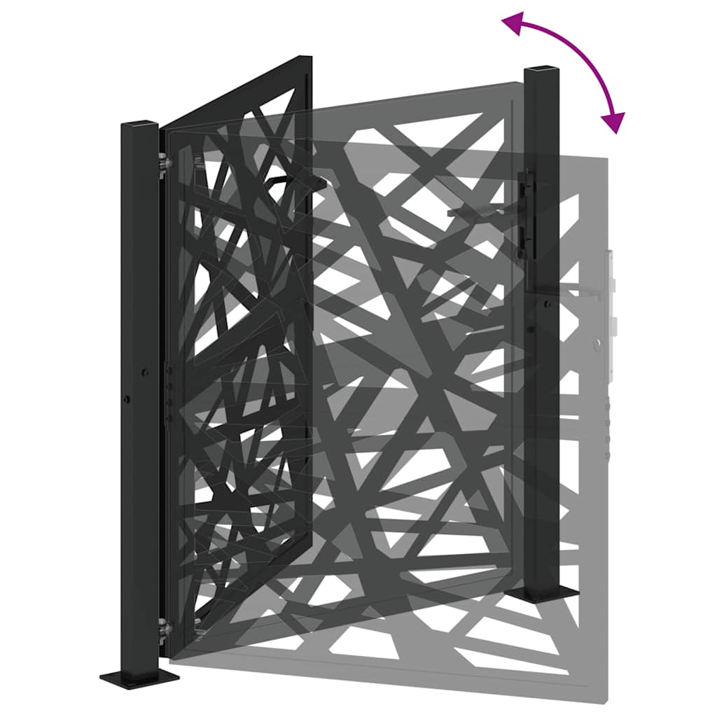 Gartentor Schwarz 100x100 cm Stahl Lichtdesign