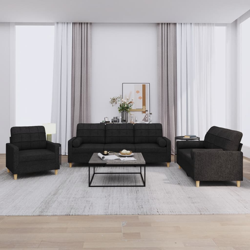 4-tlg. Sofagarnitur mit Kissen Braun Stoff