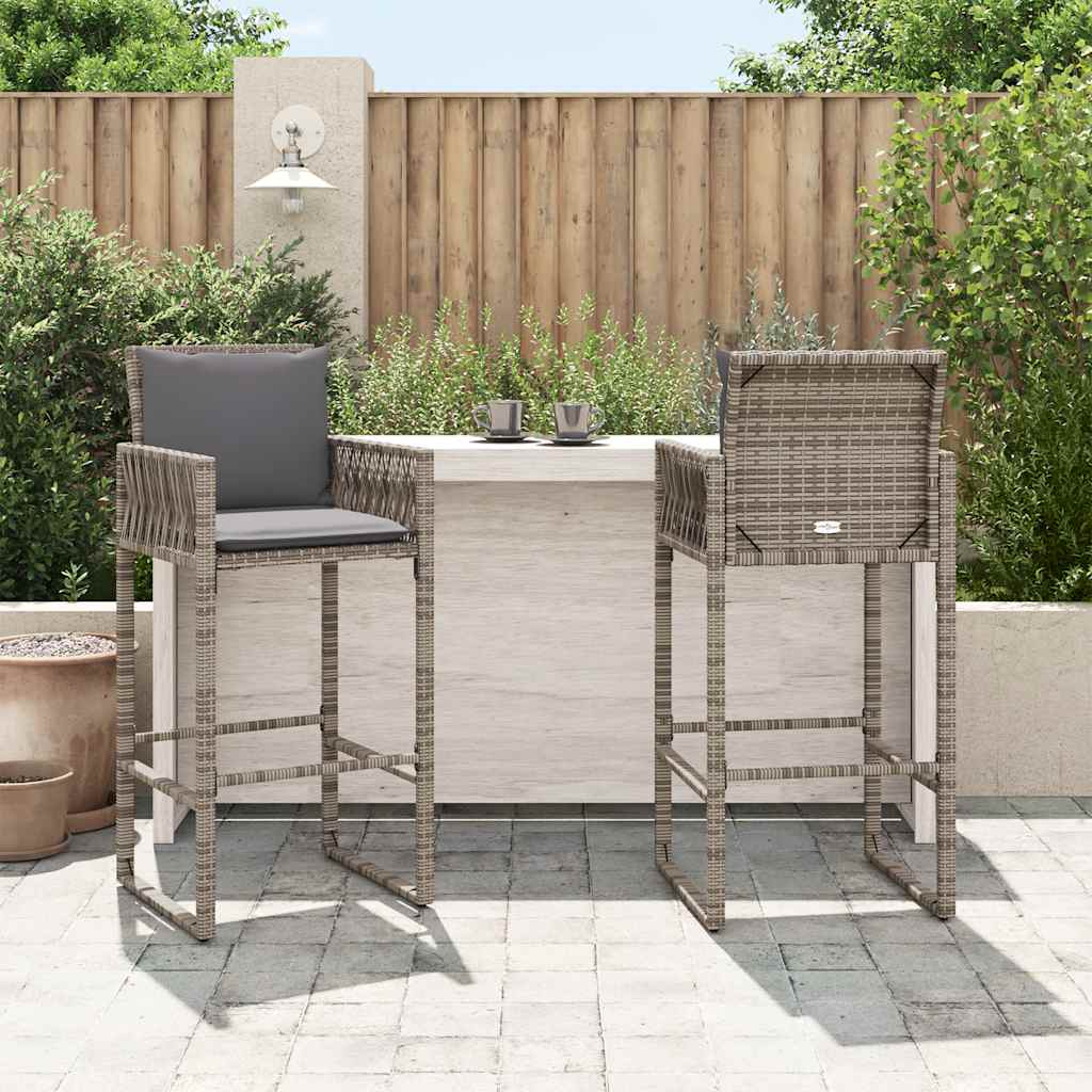 Garten-Barhocker 2 Stk. Schwarz Poly Rattan