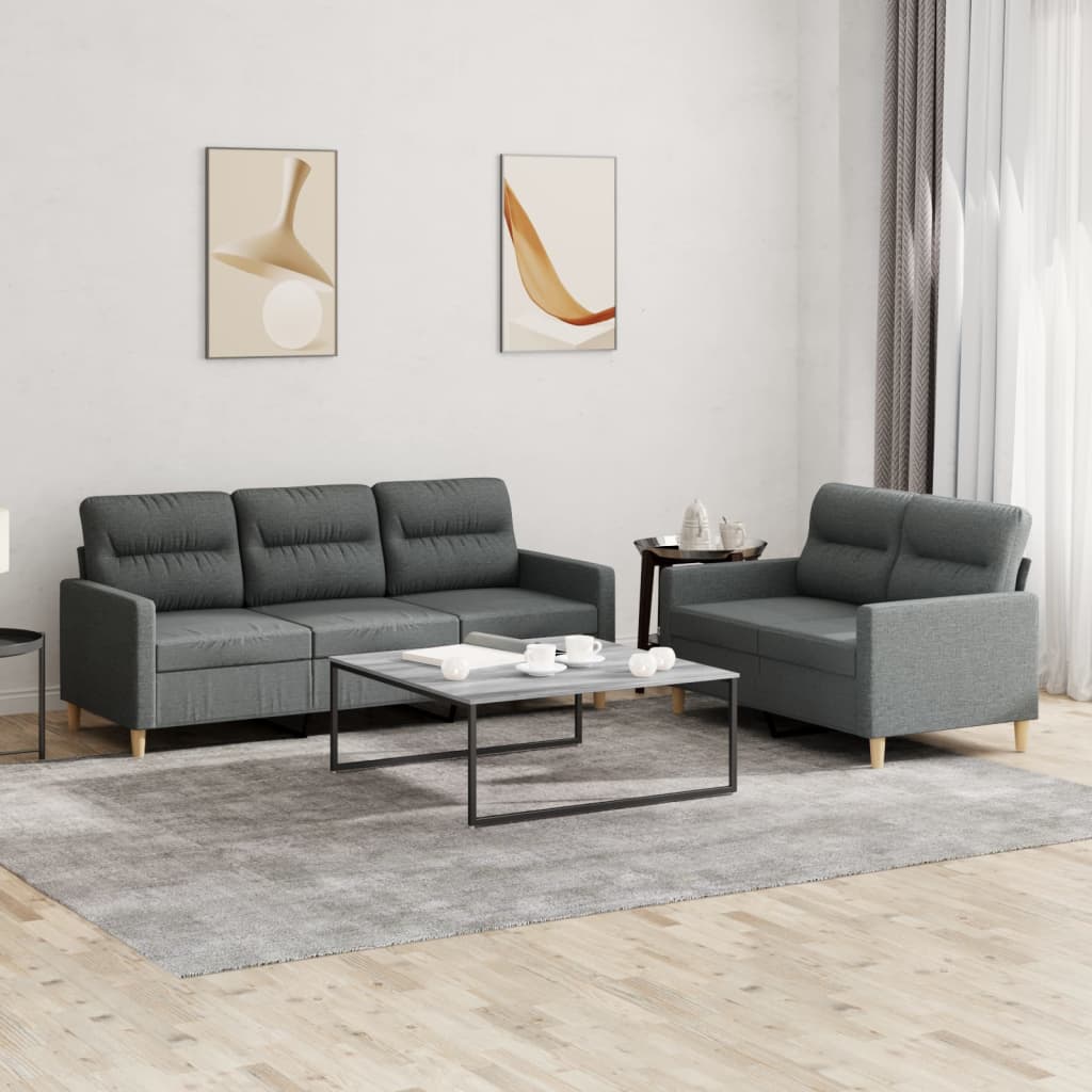 3-tlg. Sofagarnitur mit Kissen Taupe Stoff
