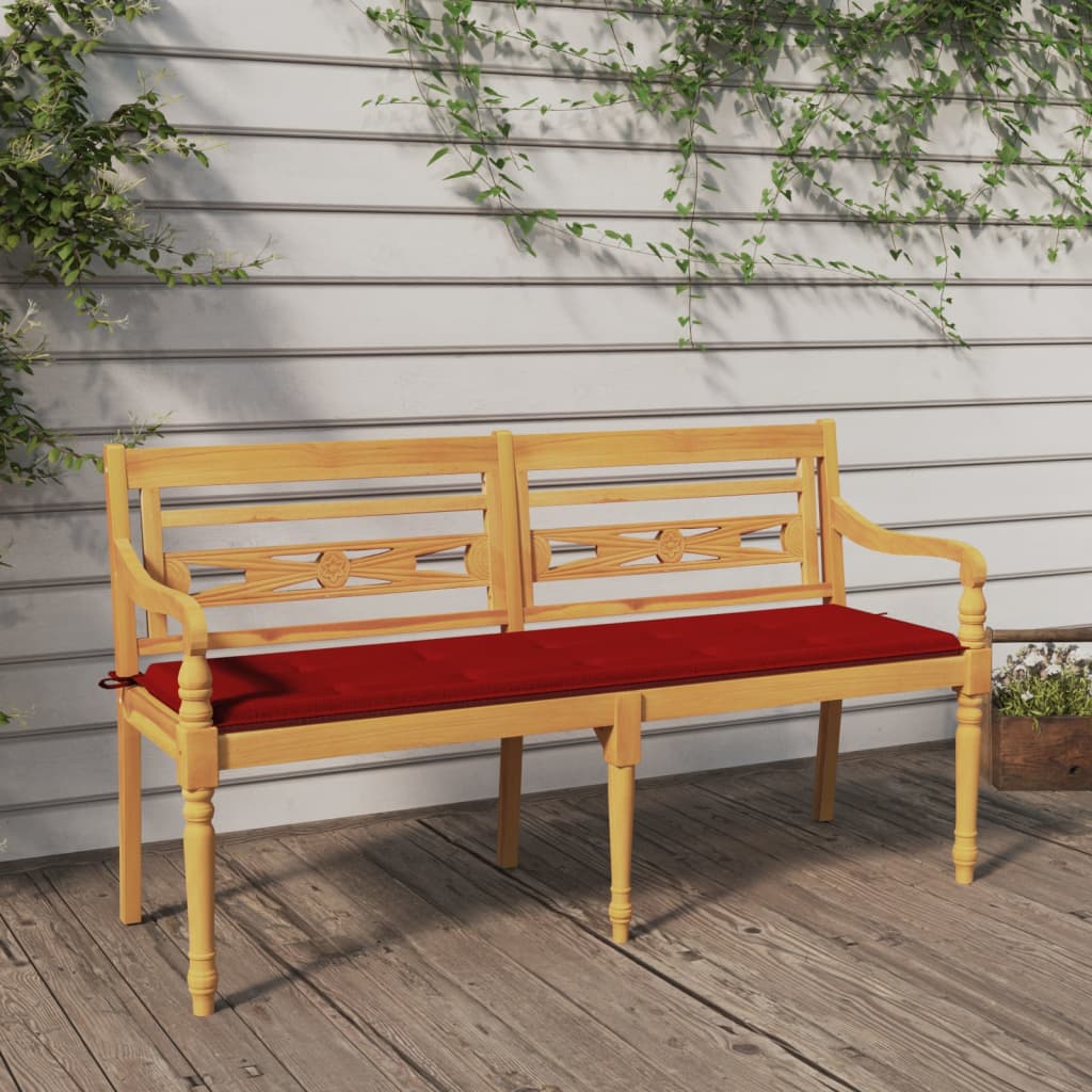 Batavia-Gartenbank mit Anthrazit Kissen 120 cm Teak Massivholz