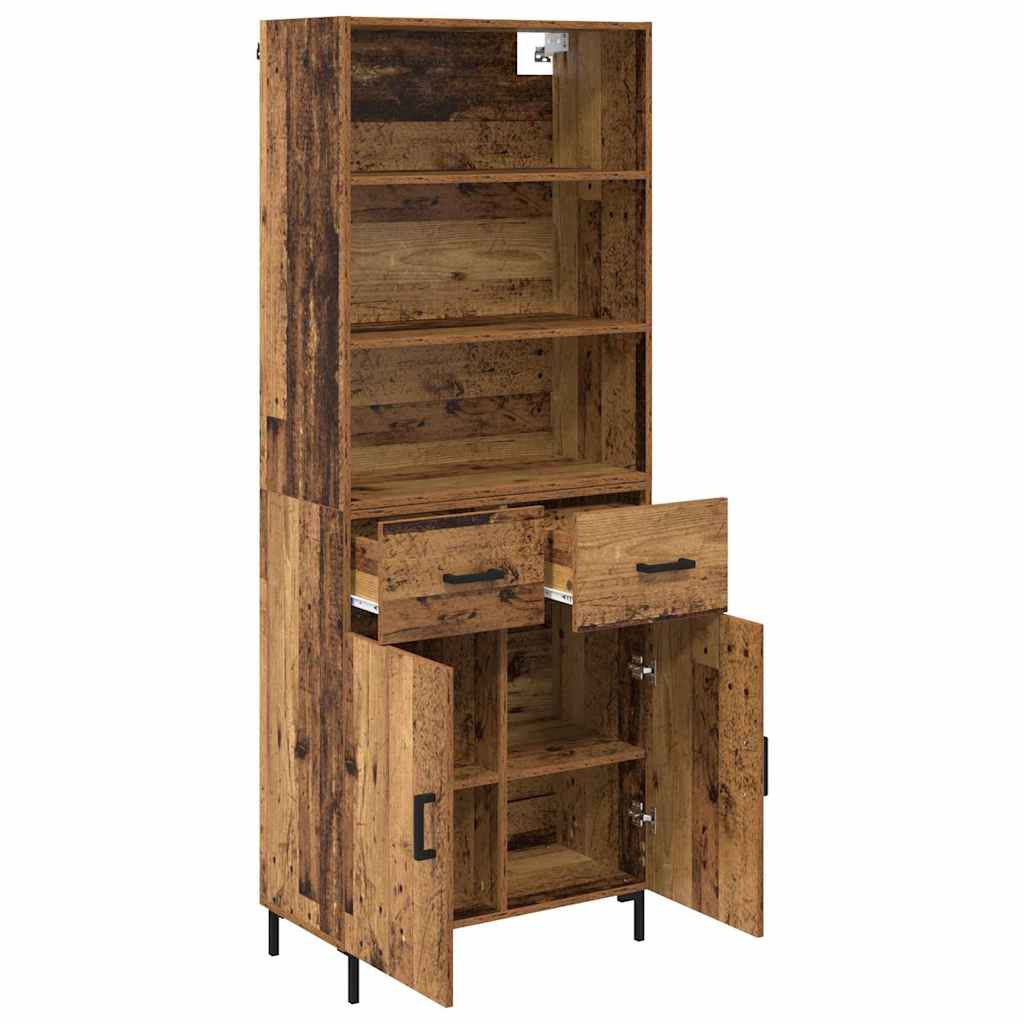 Highboard Hochglanz-Weiß 69,5x34x180 cm Holzwerkstoff