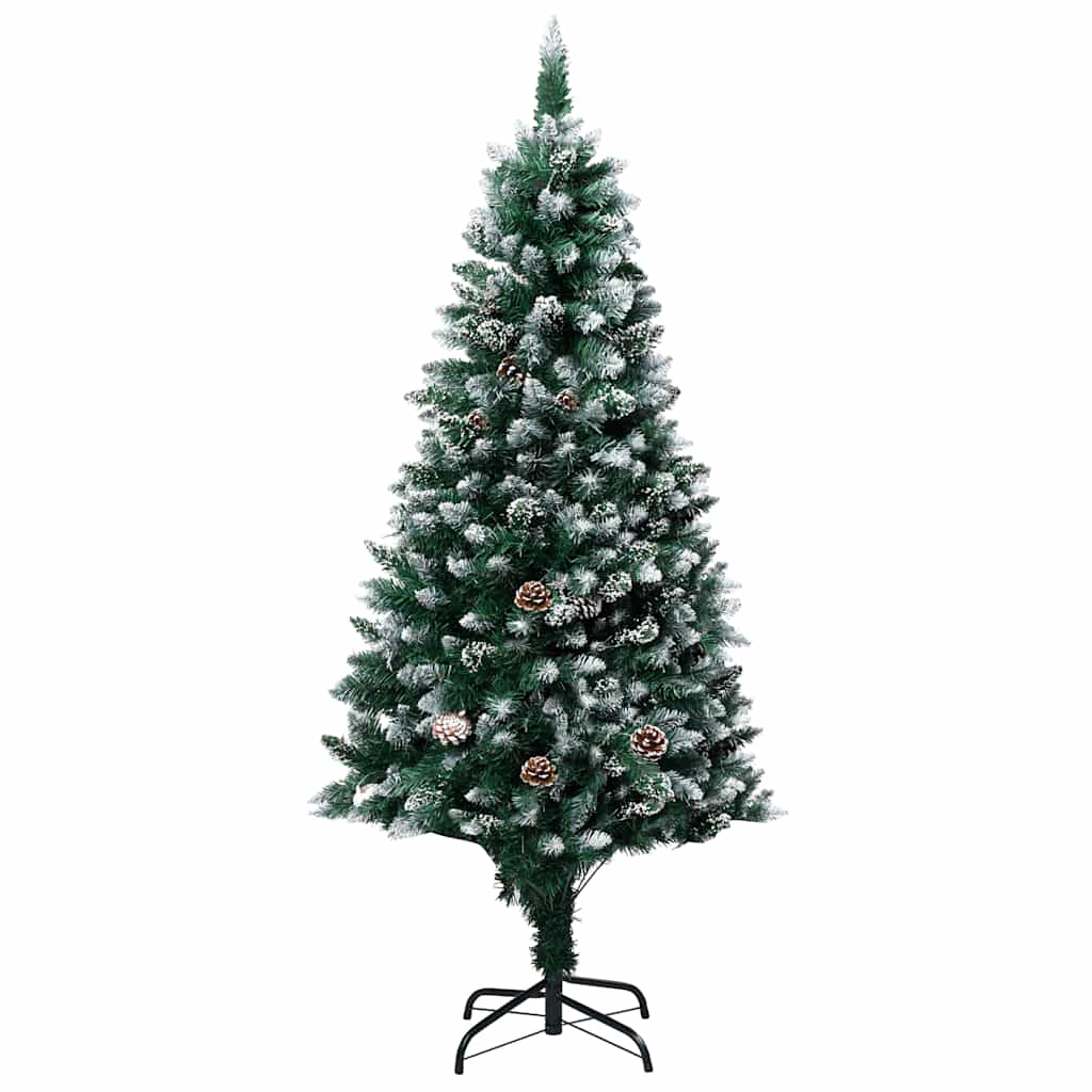 Künstlicher Weihnachtsbaum mit LEDs Kugeln Zapfen 150 cm