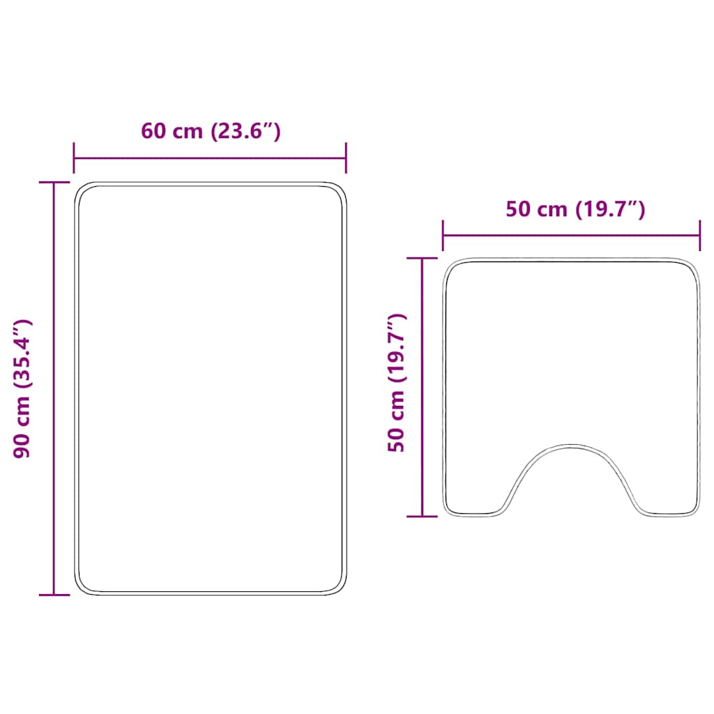 Anti-Rutsch Badematten-Set 2 pcs Dunkelgrau PP