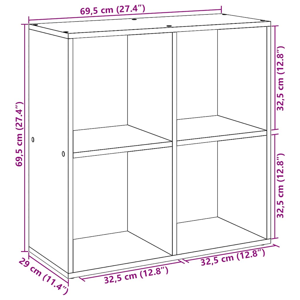 Bücherregal Weiß 137,5x29x137,5 cm Holzwerkstoff