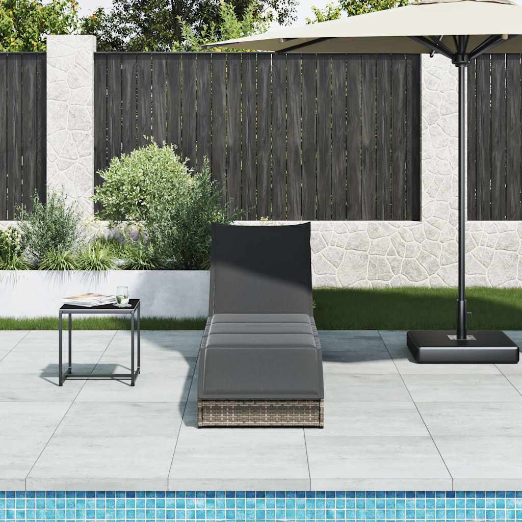 Klappliege mit Auflage und Stauraum Schwarz Poly-Rattan