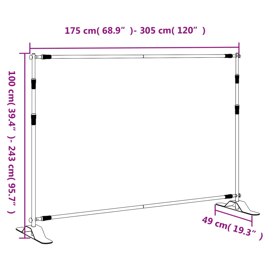 Hintergrundstativ Schwarz 254x243 cm Stahl