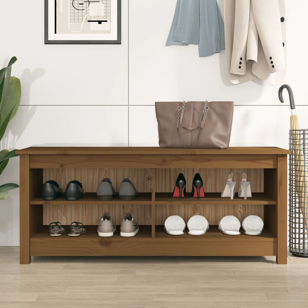 Schuhbank Weiß 70x38x45,5 cm Massivholz Kiefer