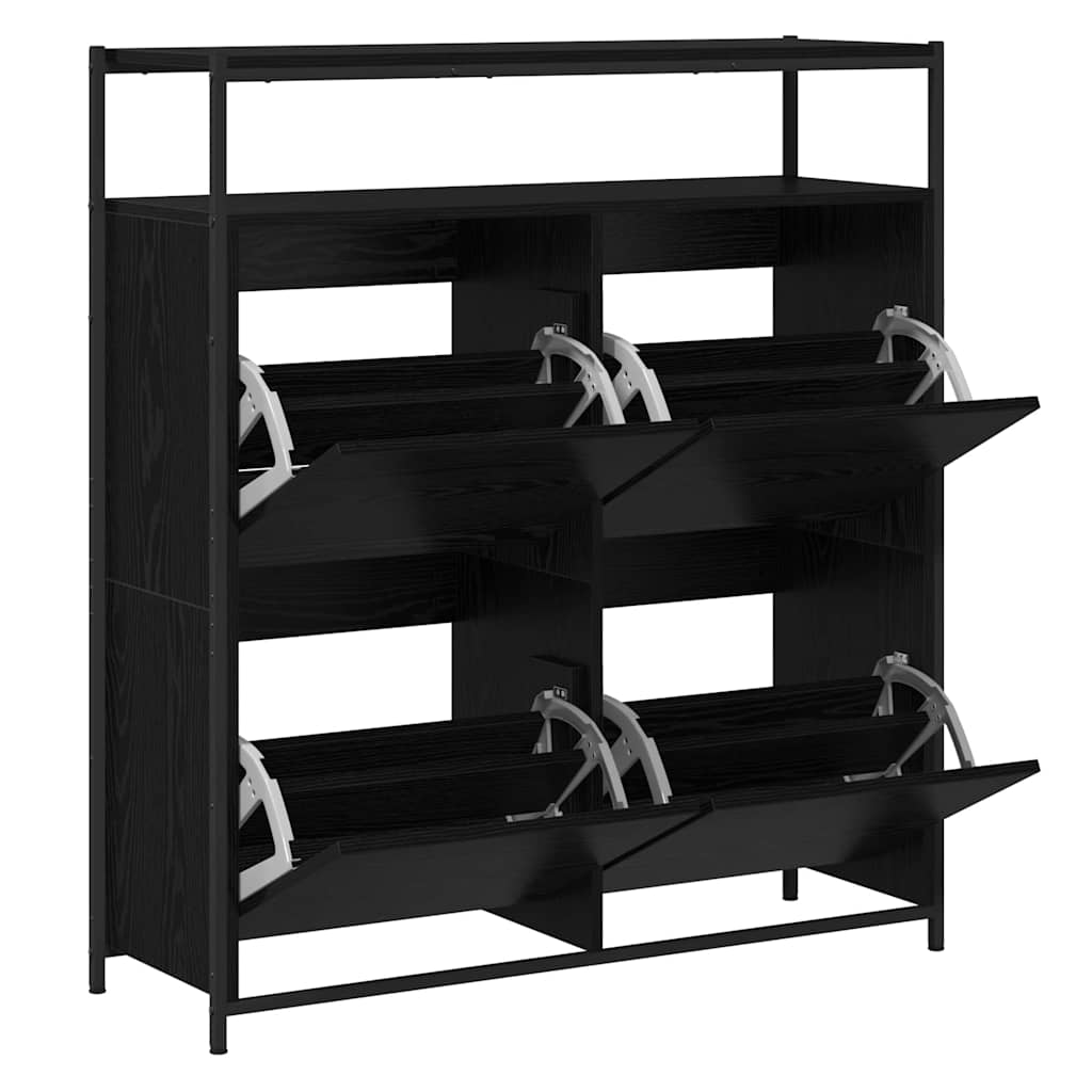 Schuhschrank mit 4 Klappen Sonoma-Eiche 100x34x112 cm